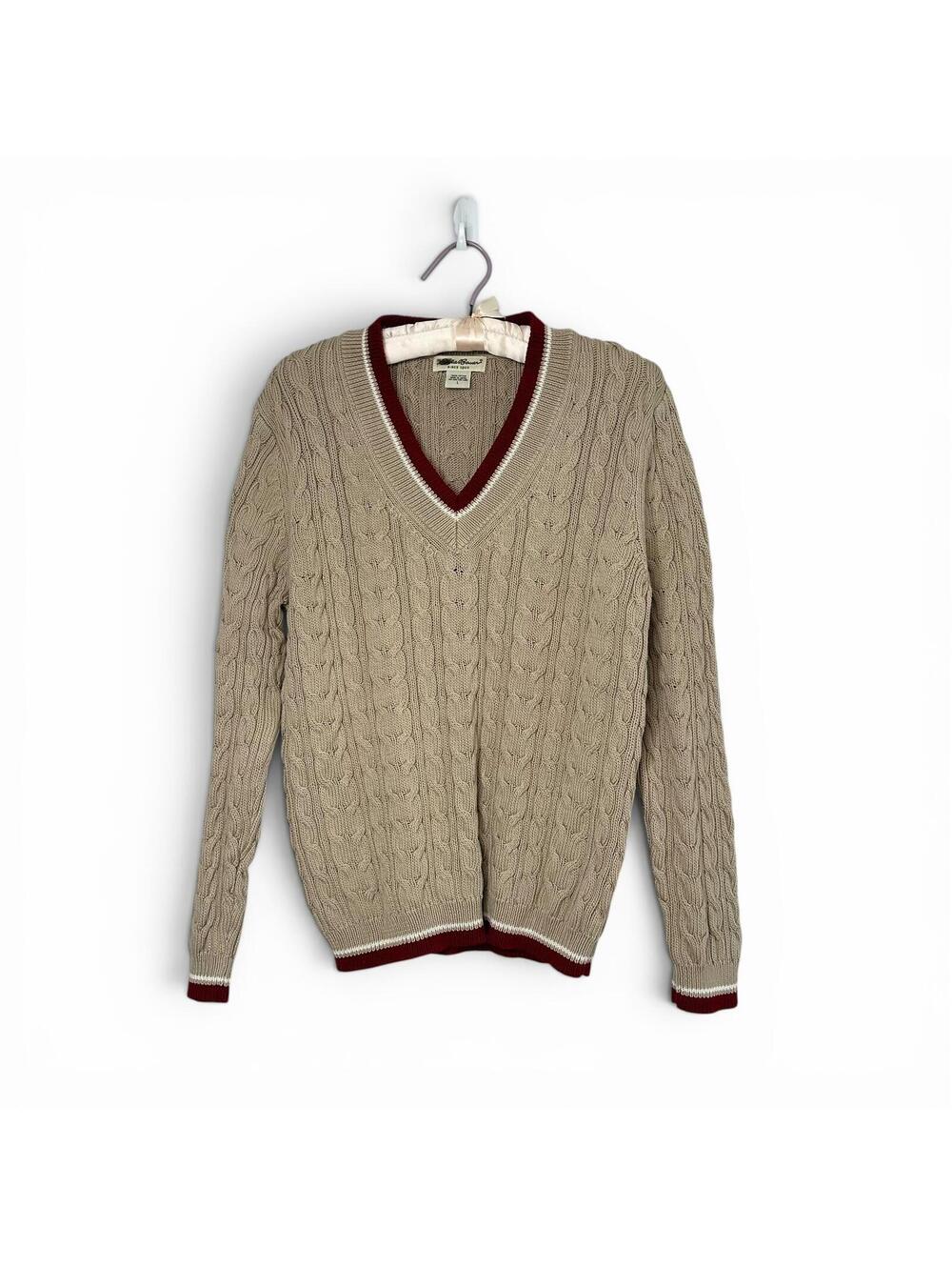 Preppy Cable Knit Sweater Eddie Bauer Cricket V Neck Academia